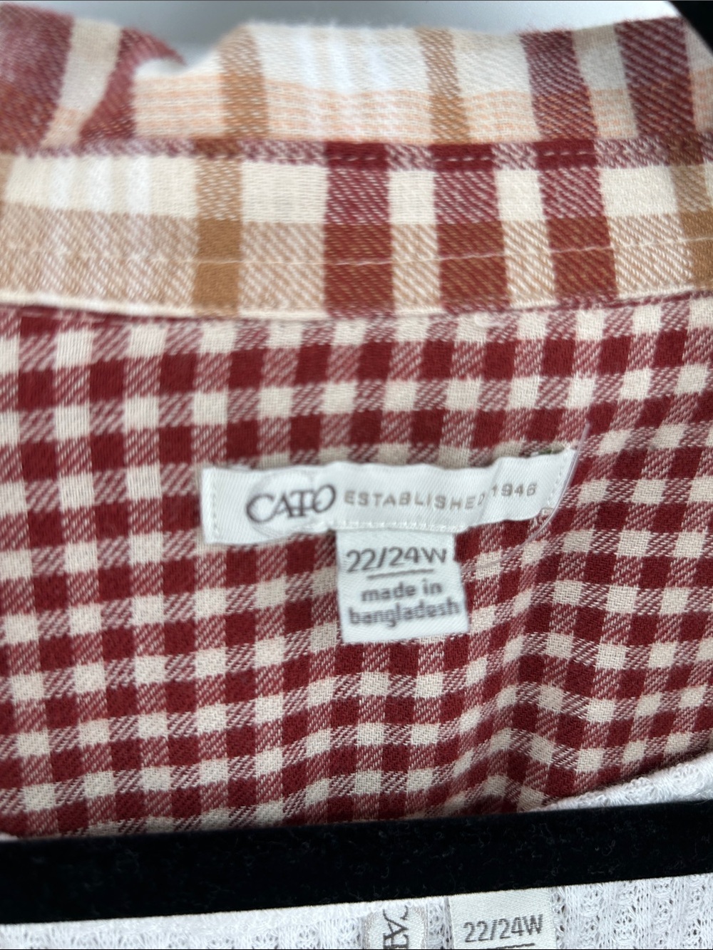 Cato Red & Cream Plaid Long Cotton Vest with Apples Top Women's Size 22/24 - Picture 2 of 11